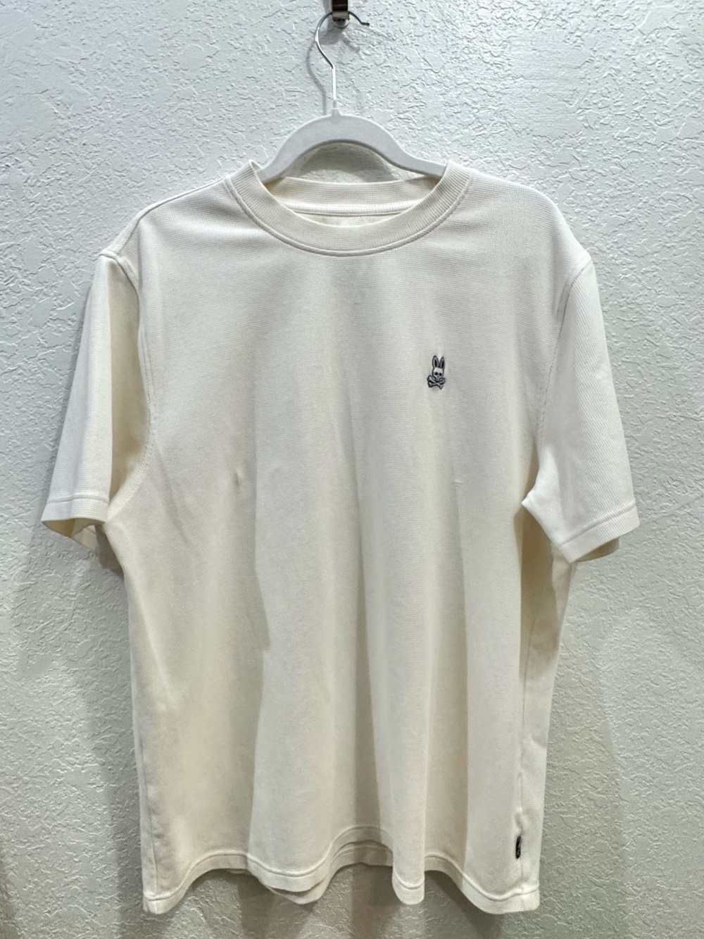 PsychoBunny WaffleKnit Tee Off White Skull Crossbones Minimalist Streetwear XL/7